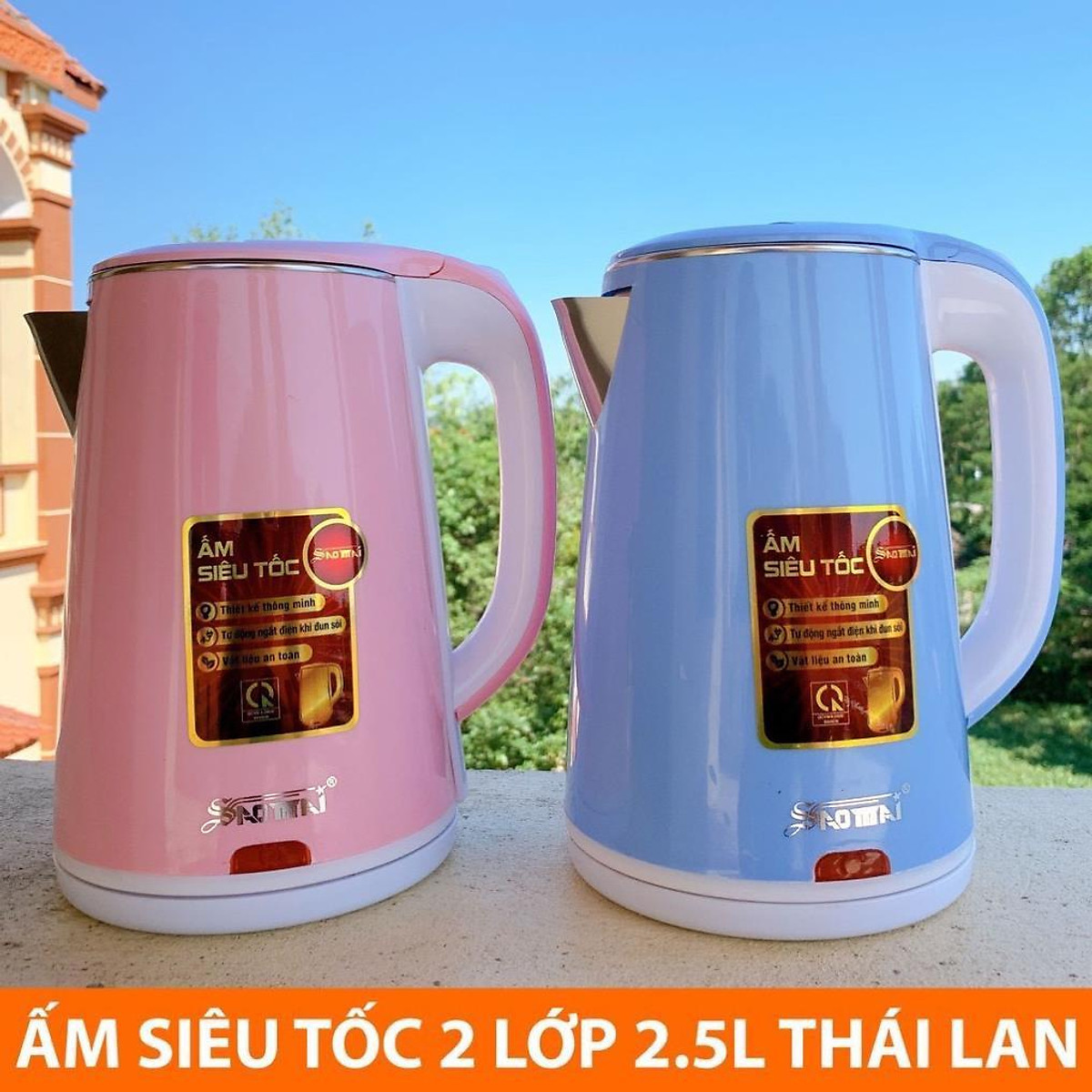 Ấm đun nước siêu tốc Thái Lan 2.5LÍT JIPLAI - Bình Giữ Nhiệt CUCKOO ST21 Dung Tích 3L - Ấm siêu tốc inox 1.8L điện siêu tốc công suất lớn cách nhiệt an toàn