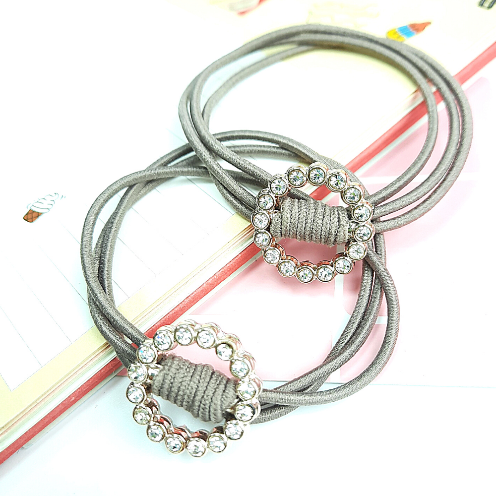 Combo 2 dây cột tóc đính đá màu nâu - mẫu ngẫu nhiên