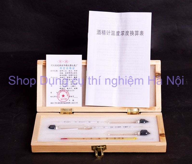 Bộ Cồn kế đo nồng độ rượu, cồn từ 0 đến 100 độ ( tửu kế đo độ rượu, đo độ cồn ) ( dùng cho rượu trắng, rượu gạo...)