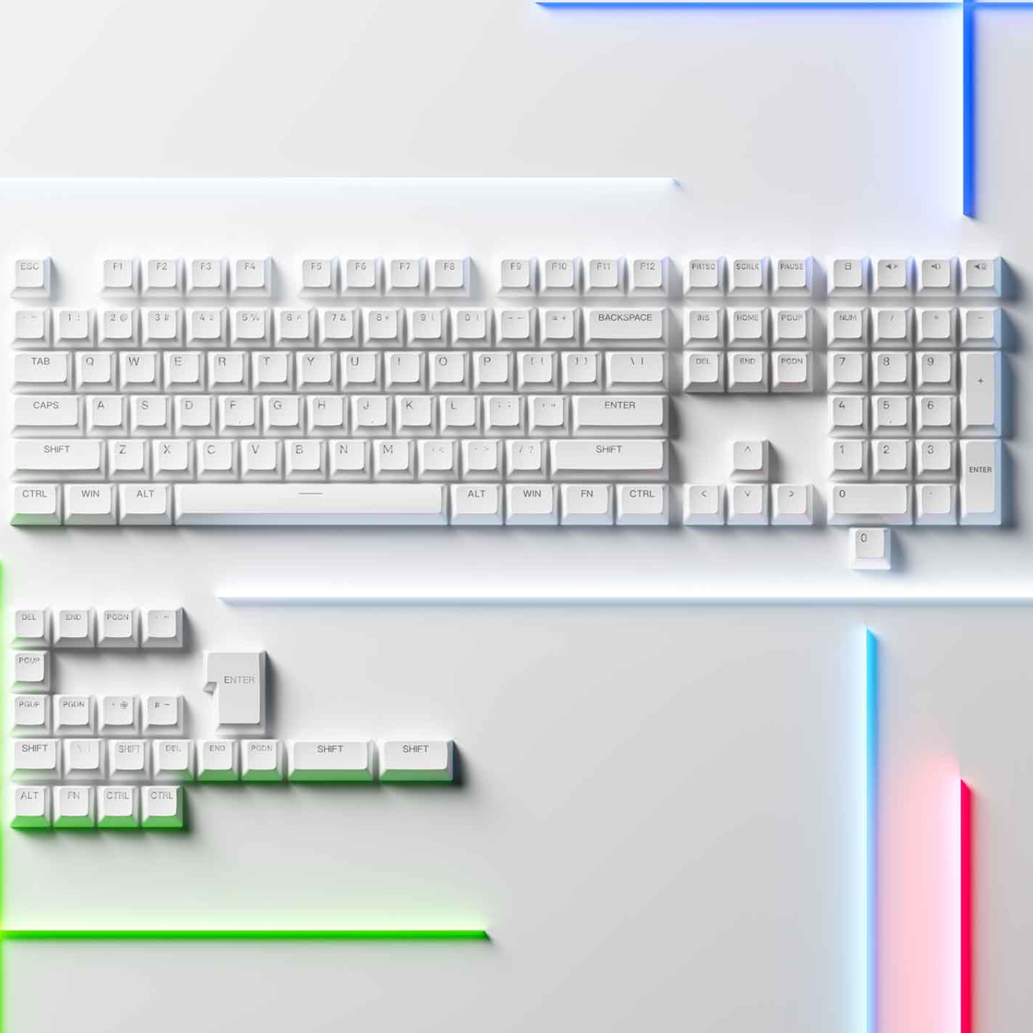 Bộ Keycap AKKO ASA Shine-Through Keycap set – White (Xuyên LED / ASA profile / 131 nút)