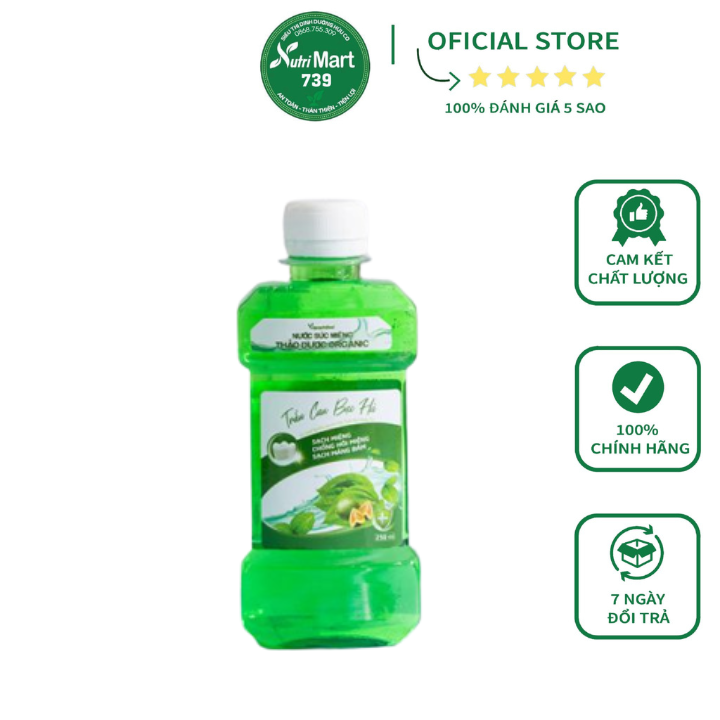 Nước Súc Miệng Thảo Mộc Trầu Cau Bạc Hà Vinanutrifood