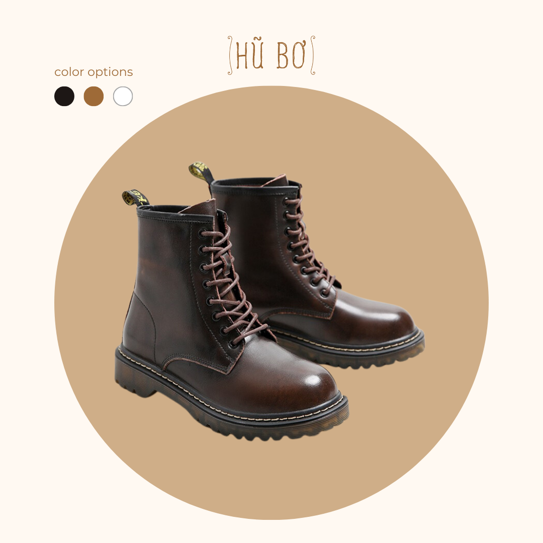 Combat boots (Ver 3.5cm) - Giày da bò nữ