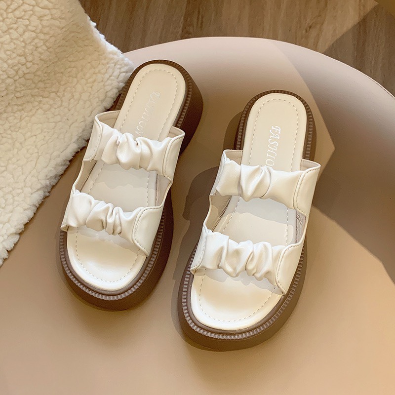 HOÀN TIỀN 15% - Sandal ulzzang nữ 2 quai nhún đế QC nâu cực nhẹêm chân Dép quai hậu bèo nâng đế 4cm cực đẹp