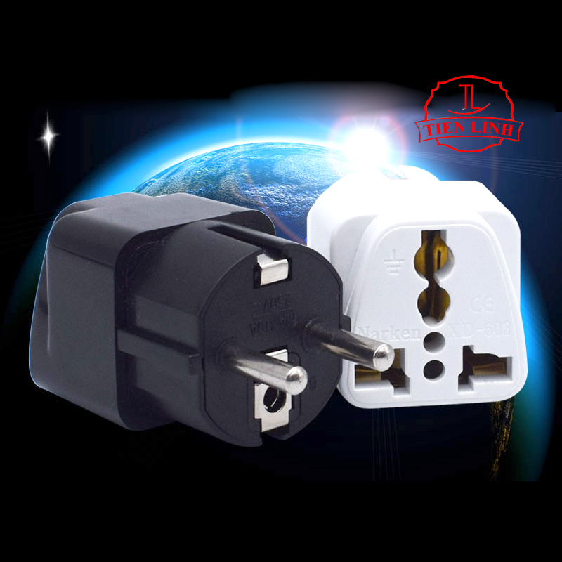Phích cắm chuyển 2 chấu sang 3 chấu từ 0 - 250V tiện dụng