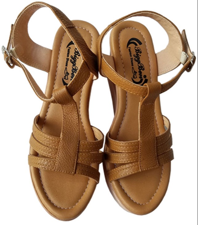 Giày Sandal Nữ Đế Xuồng Da Bò BIGBEN DS23
