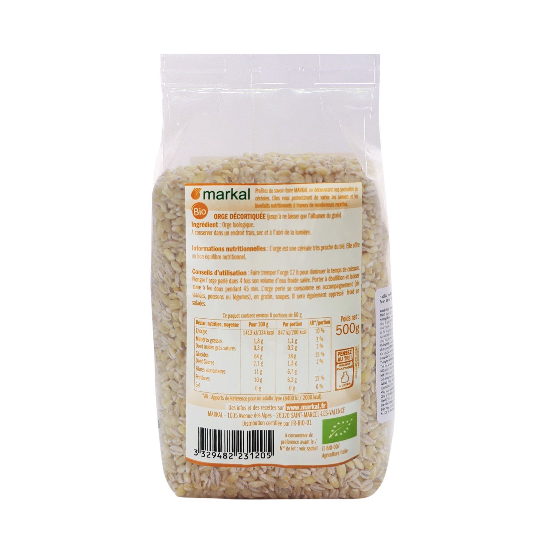 Hạt lúa mạch ngọc trai hữu cơ Markal 500g