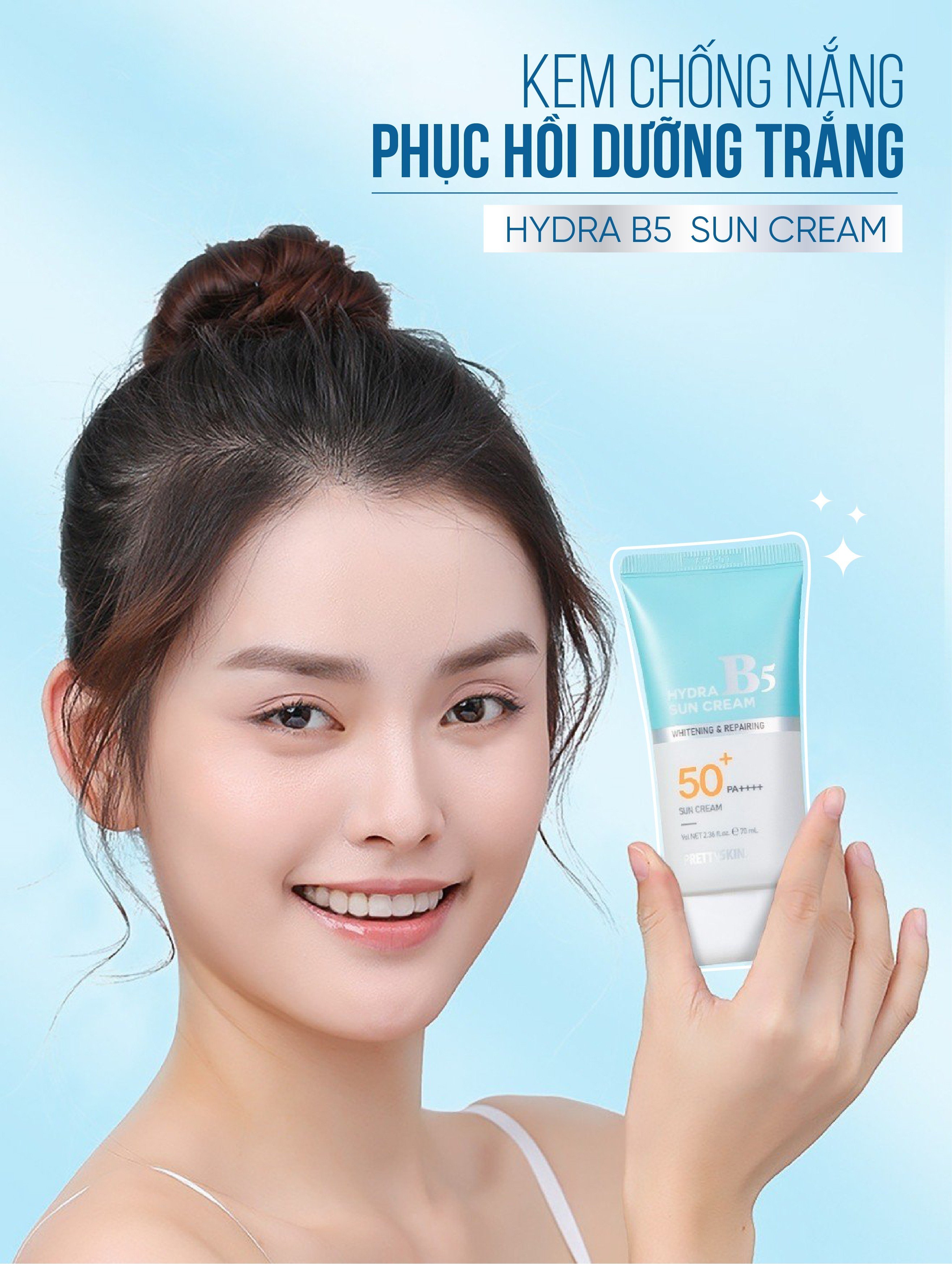 Kem Chống Nắng Phục Hồi Dưỡng Trắng B5 PRETY SKIN Hàn Quốc Hydra B5 Sun Cream 70ML Giúp Bảo Vệ Da Khỏi Tia UVA và UVB Ngưa Ngừa Lão Hóa Cung Cấp Độ Ẩm
