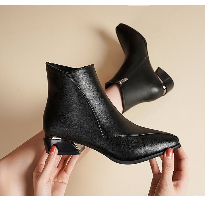 [DA MỀM] Giày boot đế thấp cổ thấp dây khóa gân chỉ xéo siêu êm sang trọng S036,