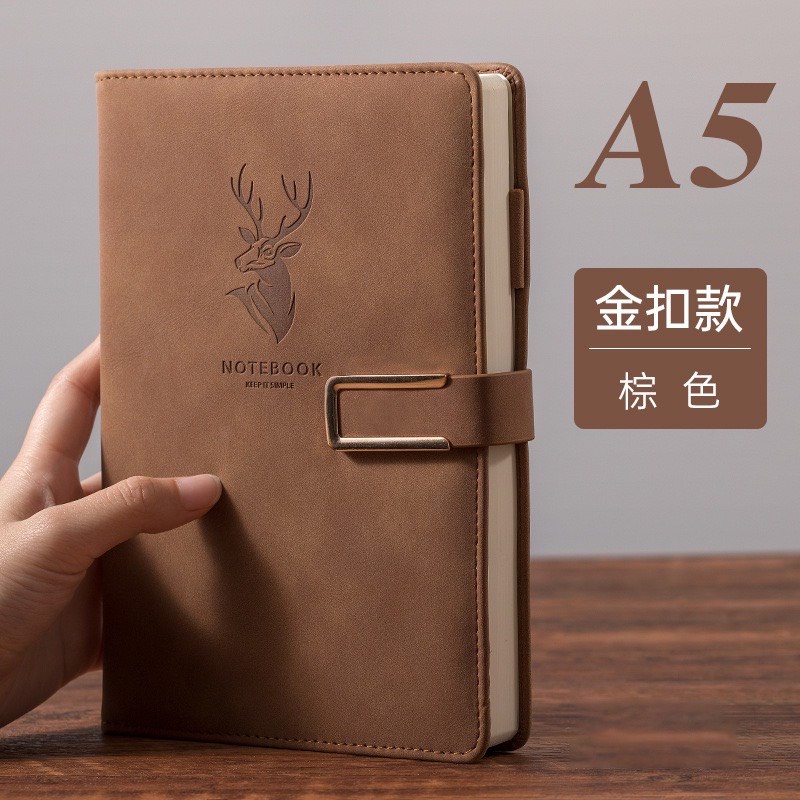 Sổ tay A5/B5 bìa da cao cấp (Nút đóng cách điệu) - 60 tờ (120 trang) - Keep On Going