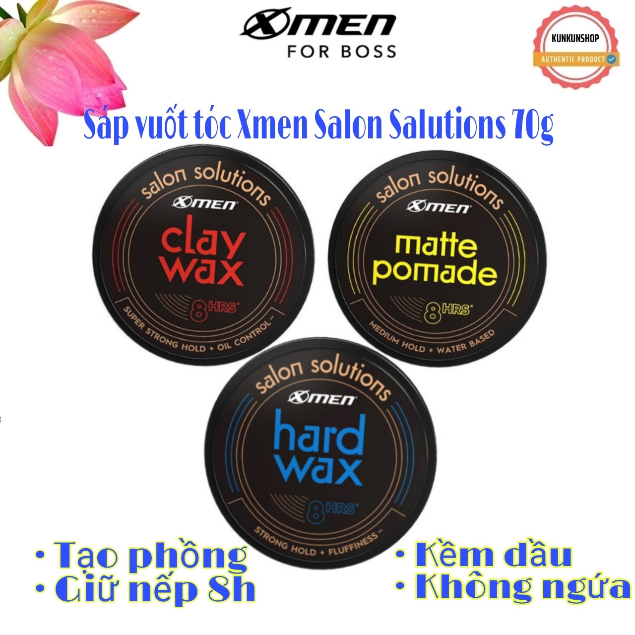 Combo Sáp đất sét Xmen Salon Solutions - Clay Wax -  Hard Wax - Matte Pomade 70g