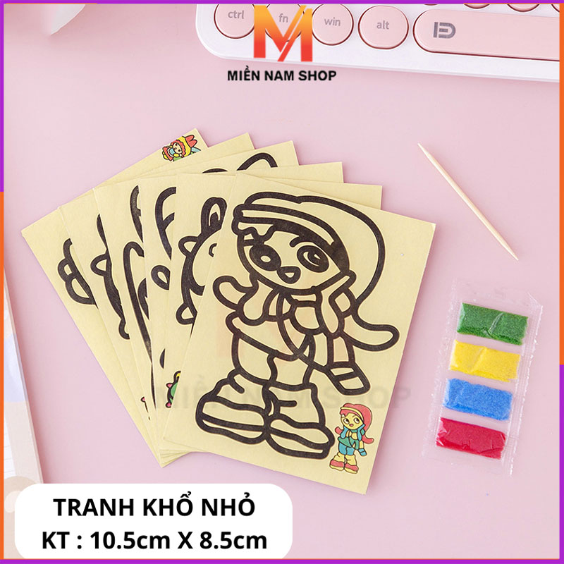 1 Tranh cát nền vàng kèm cát màu nhiều size nhiều mẫu