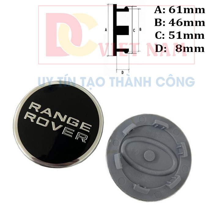 1 chiếc Logo chụp mâm, ốp lazang bánh xe ô tô Ranger Rover 62mm mã LH-003