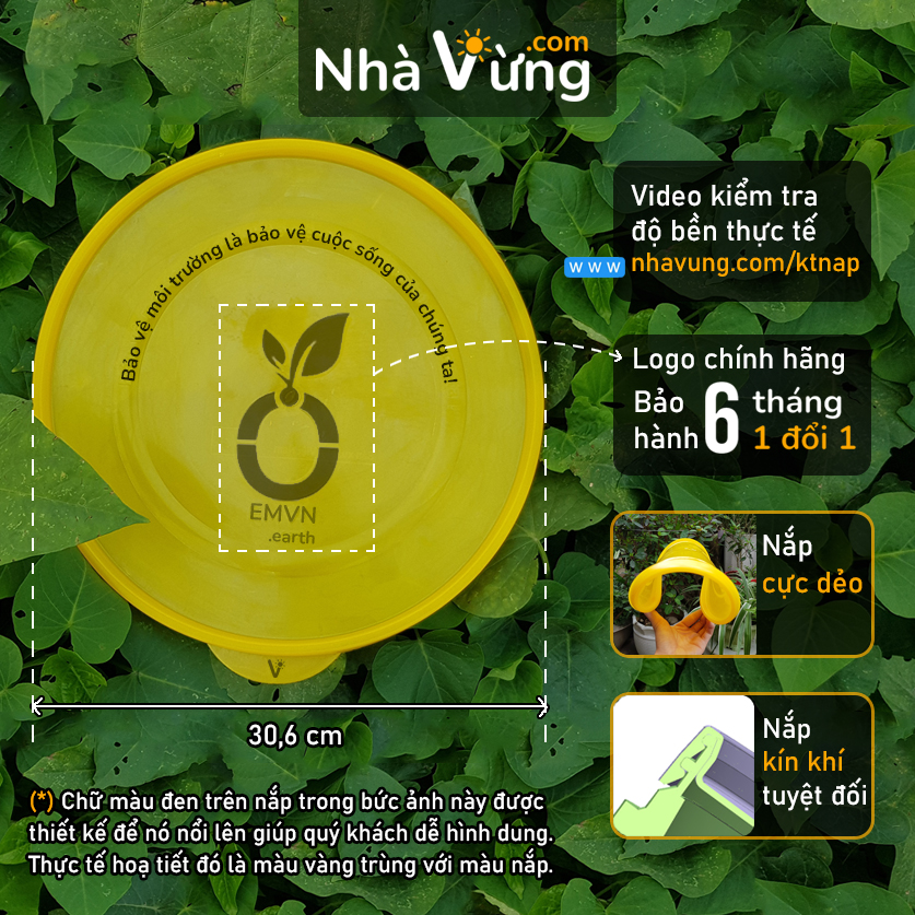 Thùng ủ rác hữu cơ Bokashi - Nhà Vừng (1 thùng 21L + 1 kg EM Bokashi)