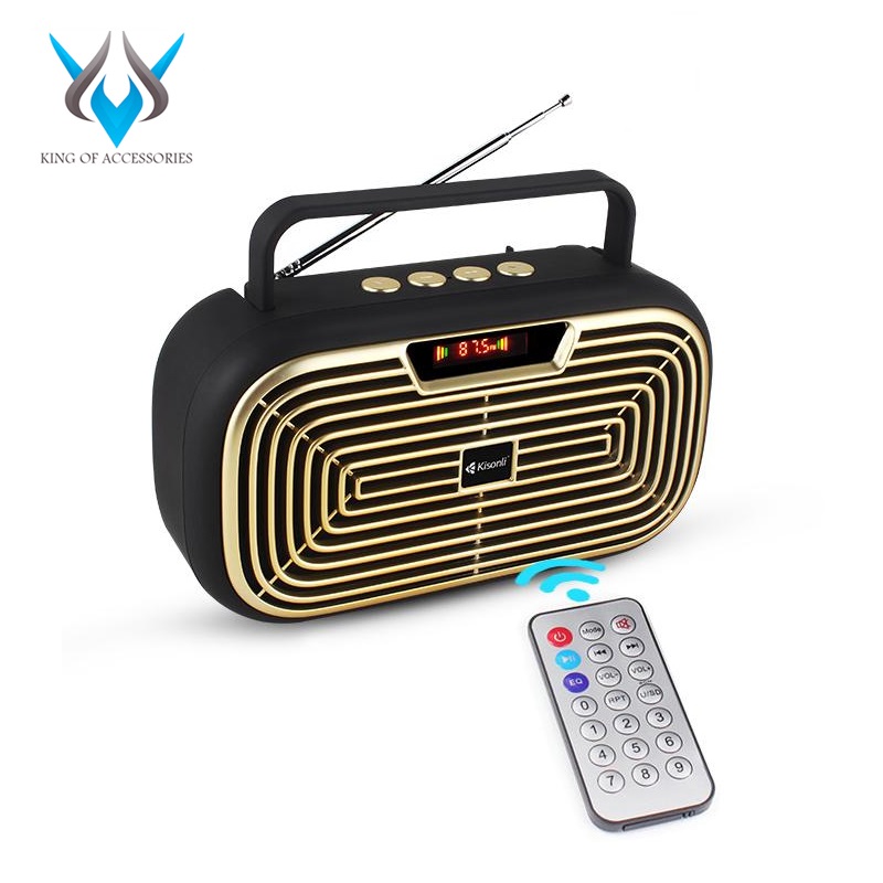 Loa bluetooth Kisonli KS-1990 tích hợp anten bắt sóng cực mạnh, kèm romote, hỗ trợ thẻ nhớ/ USB/ FM/ AUX