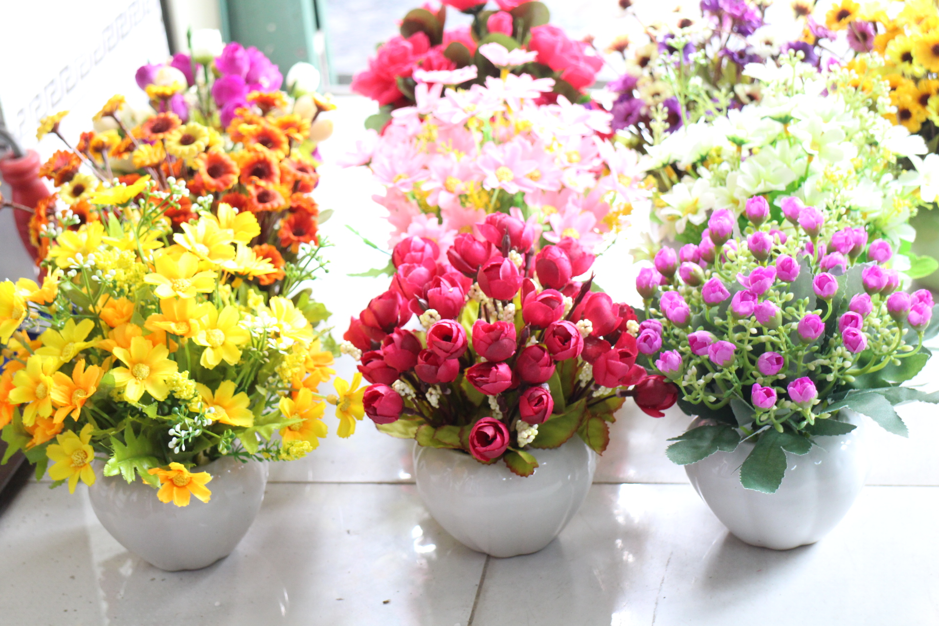 Chậu hoa MINI để bàn, decor quán xá- nhà hàng...chậu cây giả trang trí (nhiều mẫu)