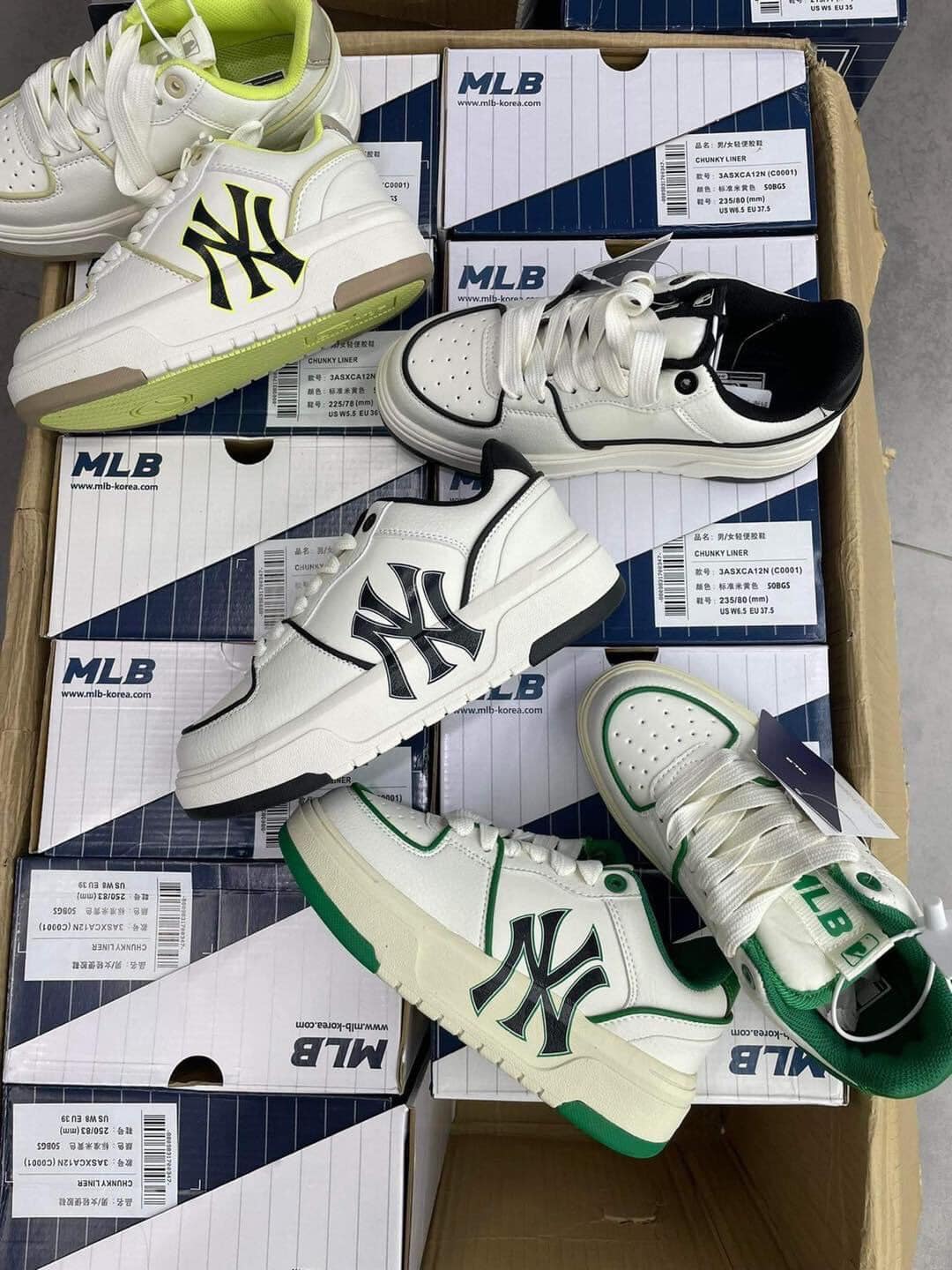 Giày Sneaker MLB Chunky NY Trắng Giày Thể Thao Yankees Chữ Vàng Nam Nữ Da  Bò Đế Độn 2 Lớp Cao Cấp Full Size 3643 S380  Shopee Việt Nam