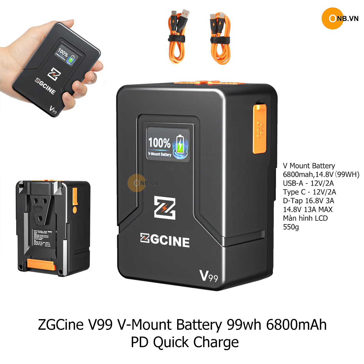 Zgcine v99 v-mount battery 99wh 6800mah pd quick charge