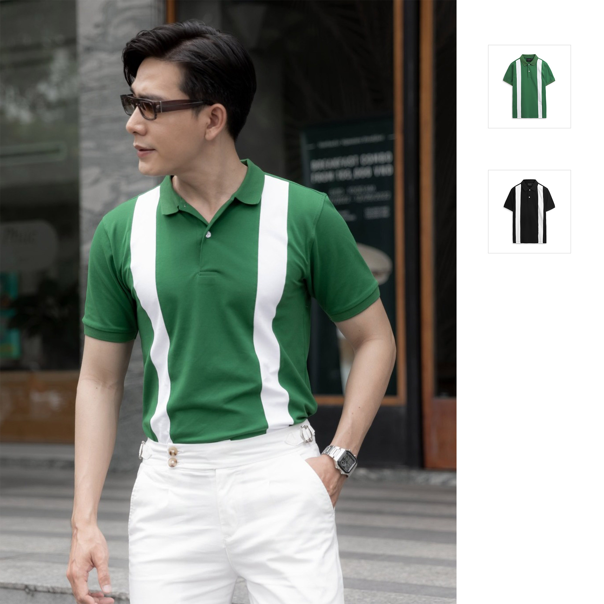 Áo Polo Vertical Color Block