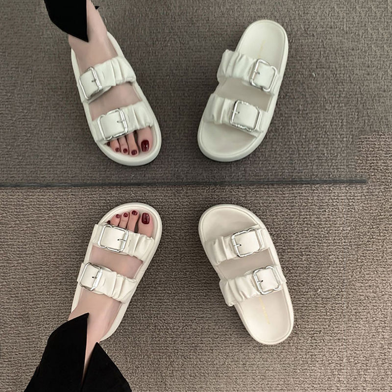 Dép quai ngang nữ 3TDEP, dép 2 quai nhún khoá thời trang đi chơi, dạo phố