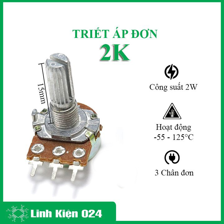 Chiết áp đơn 2k, biến trở volume wh148 3 chân