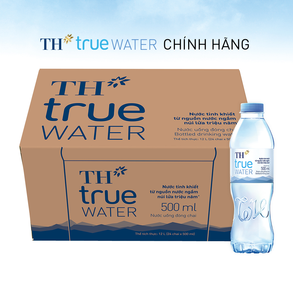 Thùng 24 chai nước tinh khiết TH True Water 500ml (500ml x 24)