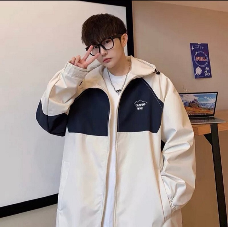 Áo khoác dù form unisex có mũ chống nắng in trước - clitus fashion