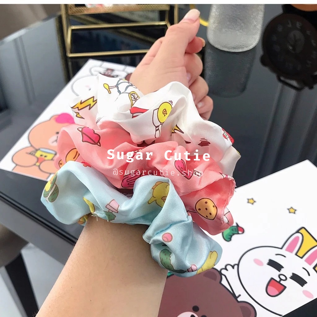 Scrunchies gấu thỏ vịt cột tóc dễ thương