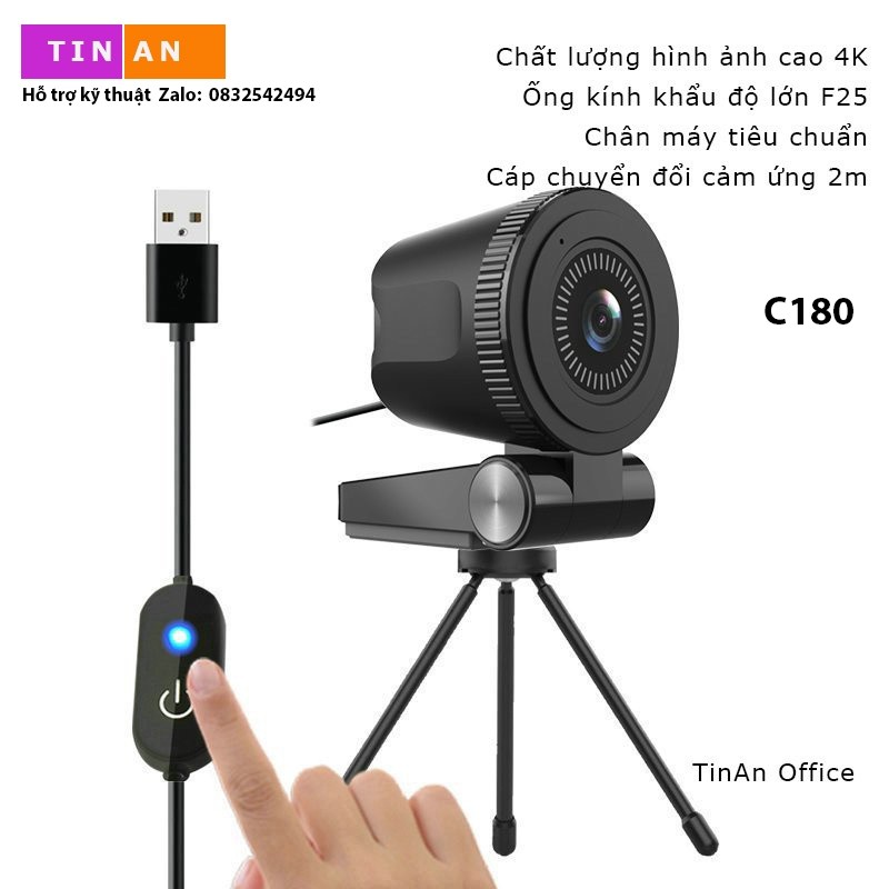 Webcam Lấy Nét Tự Động, Tốc Độ Siêu Cao 30fps, 4K