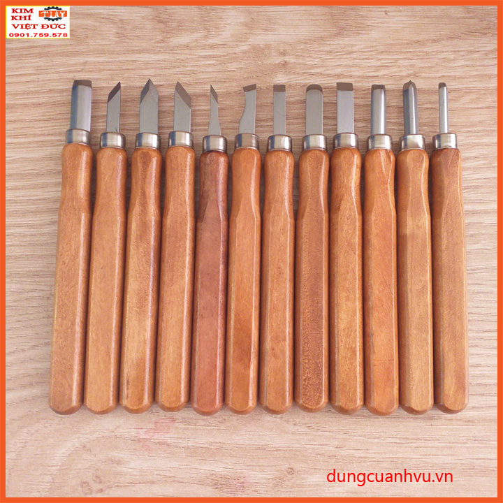 Bộ dao khắc đục tiện gỗ 12 món cao cấp V2