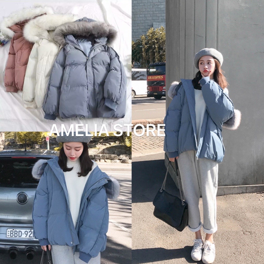 (ẢNH THẬT) Áo khoác phao nữ trần bông 3 lớp dáng ngắn màu xanh lam, áo khoác phao nữ đại hàn, áo phao béo, áo khoác phao nữ hàn quốc ulzzang, áo phao nữ, áo khoác mùa đông siêu ấm, áo phao trần bông, áo phao lông vũ, AMELIA