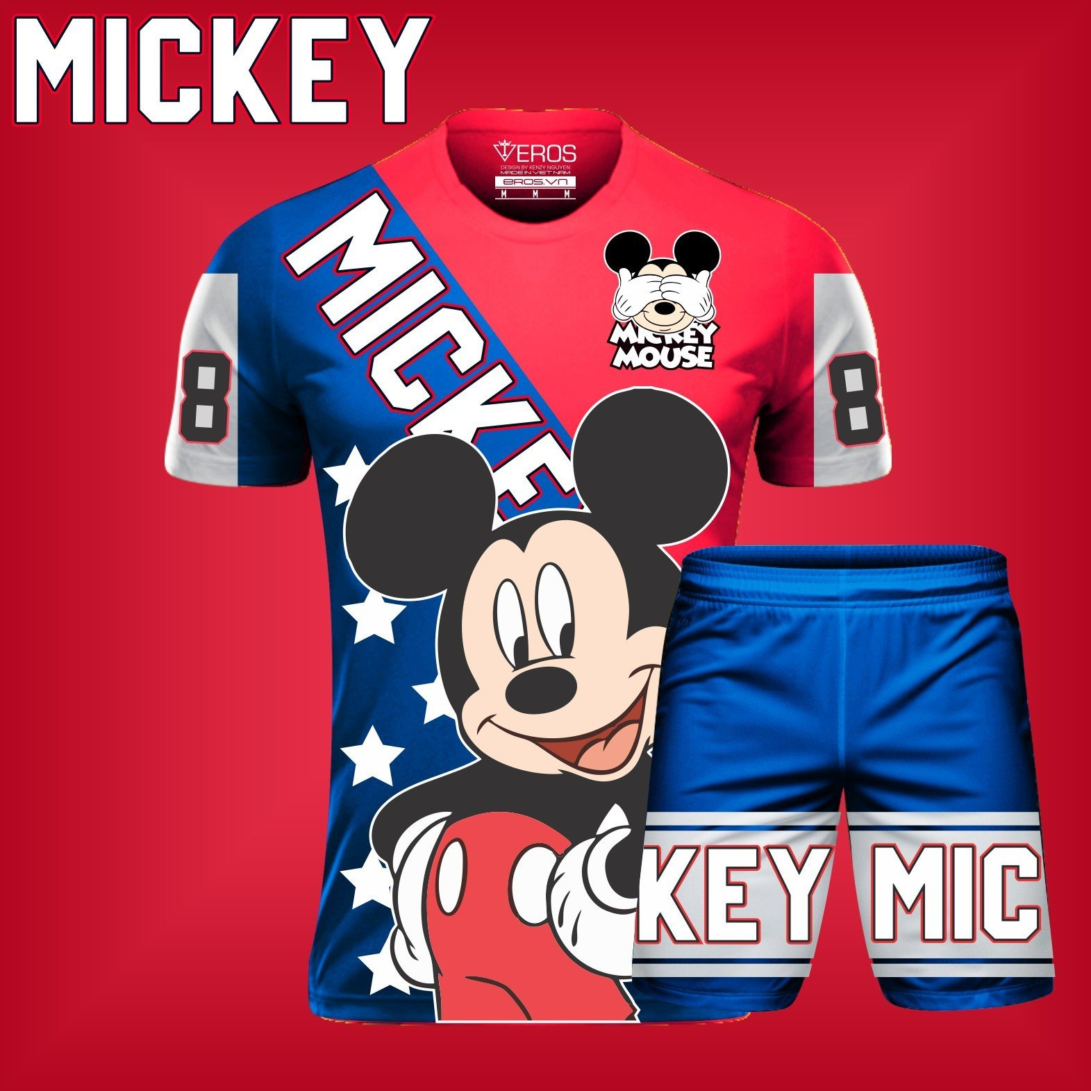 Đồ đá bóng áo đá banh MICKEY XANH CT6