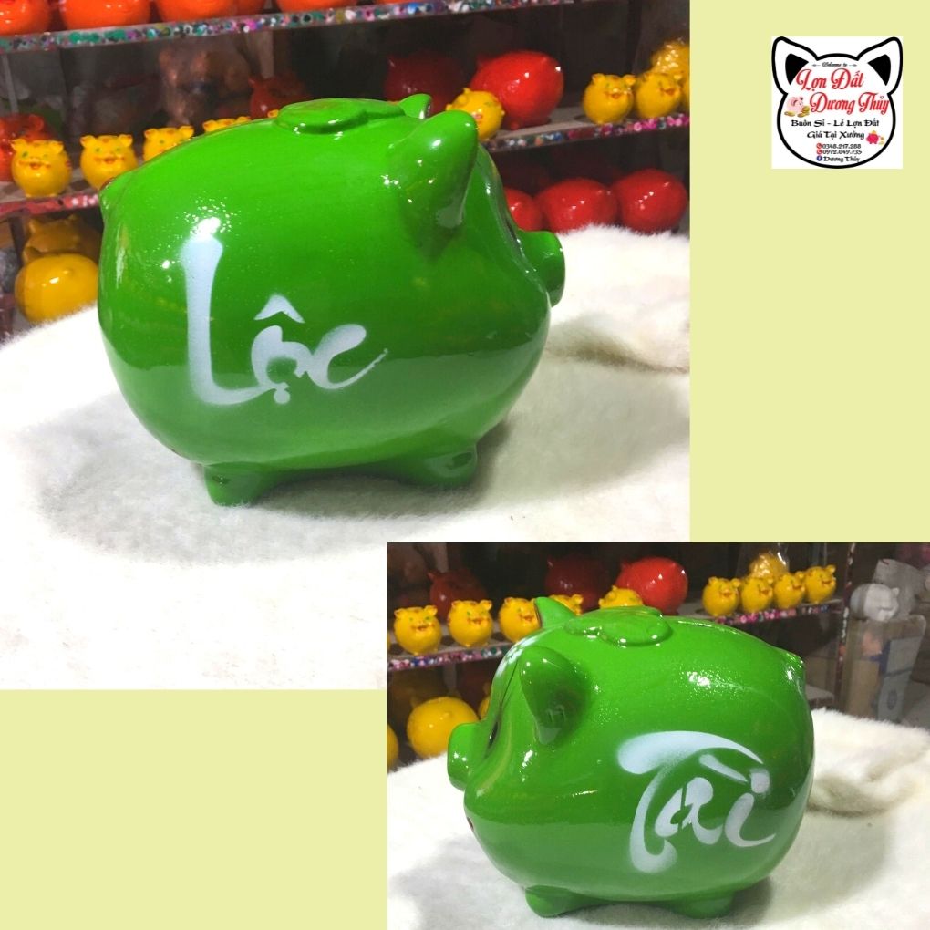 Lợn đất/ Heo đất chữ Tài Lộc (Lợn tròn truyền thống)