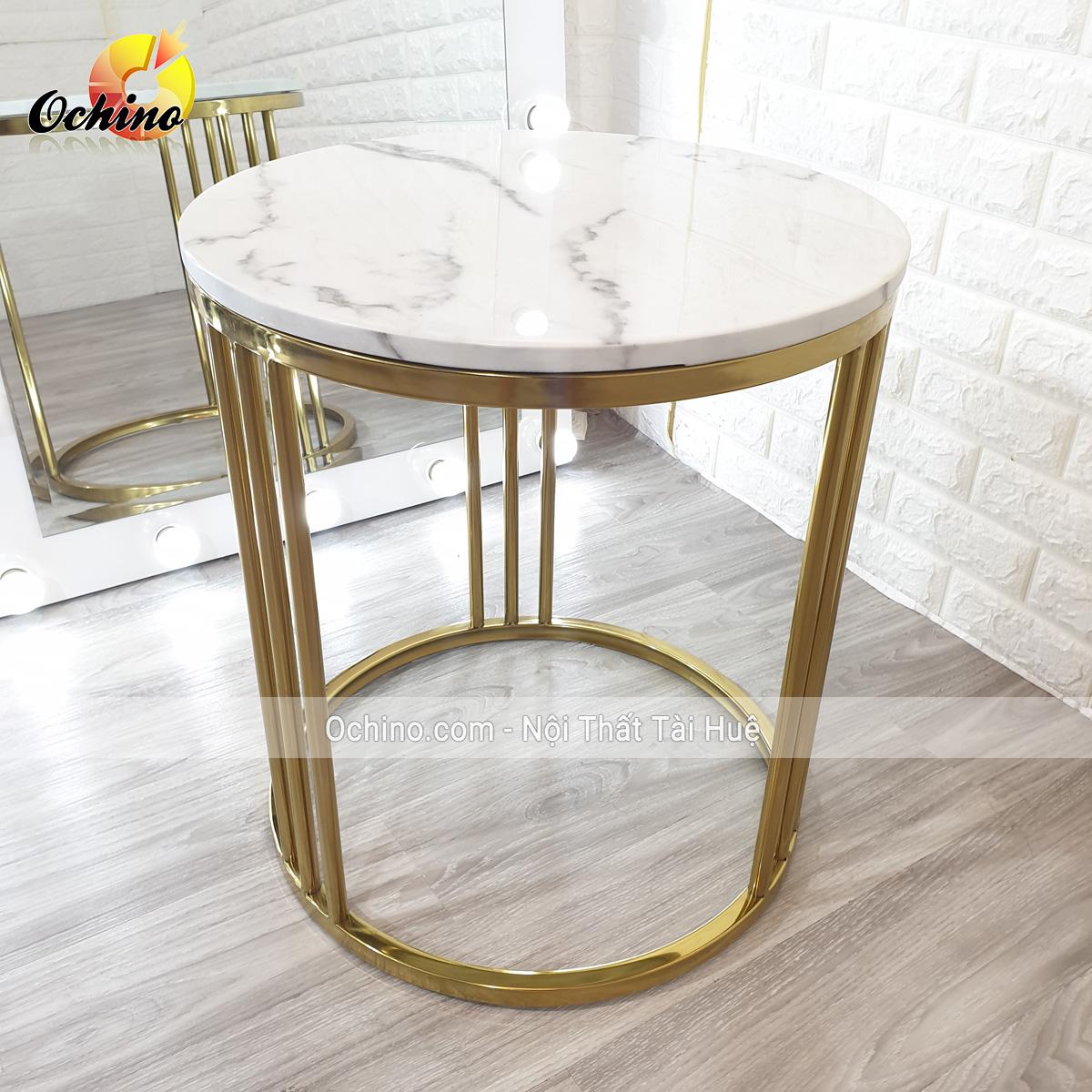 ( FREE SHiP) Bàn Trà sofa Nhập khẩu ( mặt đá khung 304 mạ vàng)