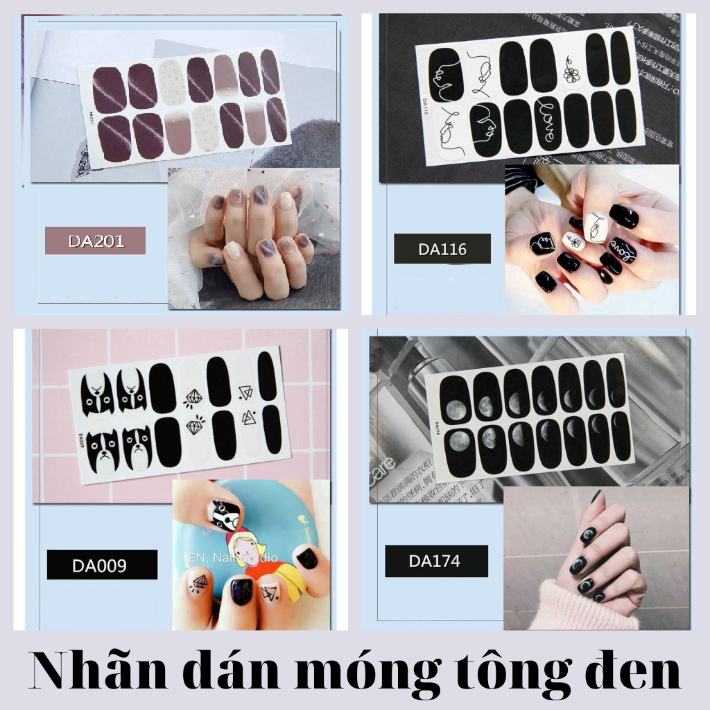 Set 14 Nhãn Dán Móng, Sticker Dán Móng tông nâu đen 💖💖💖