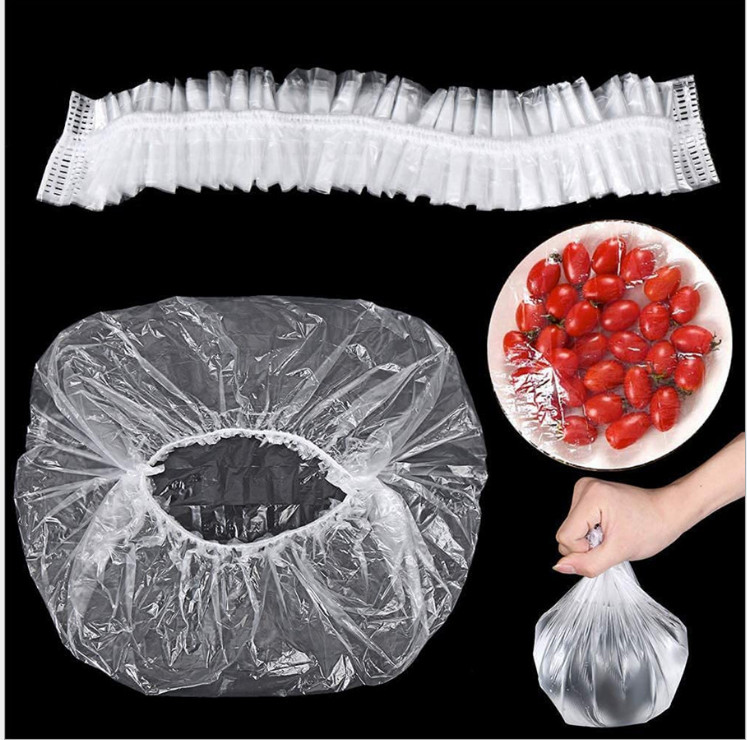 MÀNG BỌC THỰC PHẨM PE CÓ CHUN BỌC ĐỒ ĂN TÚI 100 CÁI