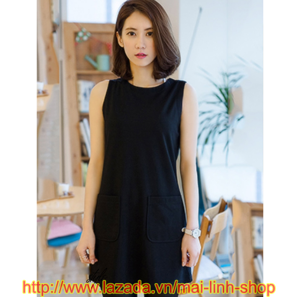 [HCM]Đầm Suông Thun Cát Hàn 2 Túi Trước