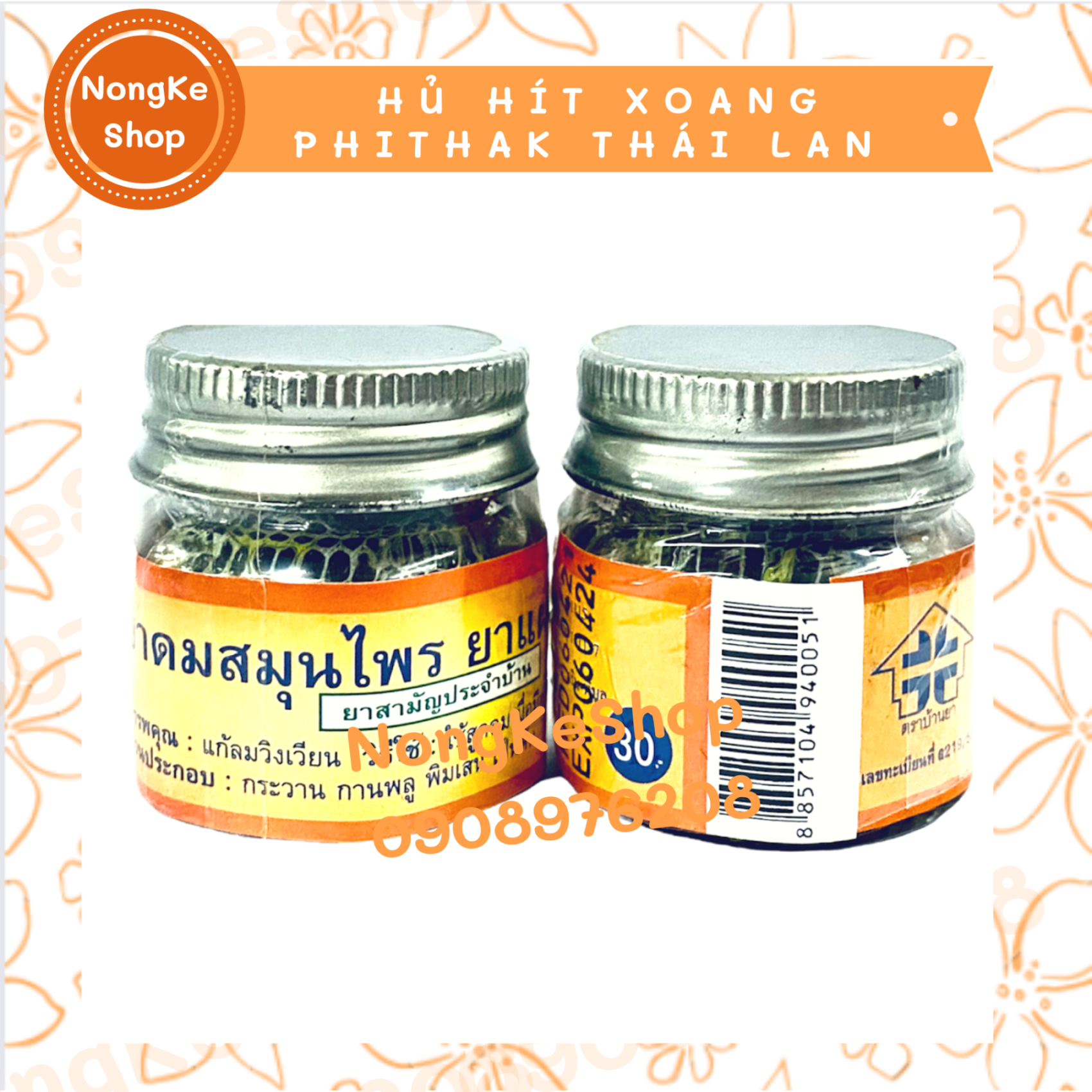 (100% Thái) Lố 12 hủ hít xoang Phithak Thái Lan