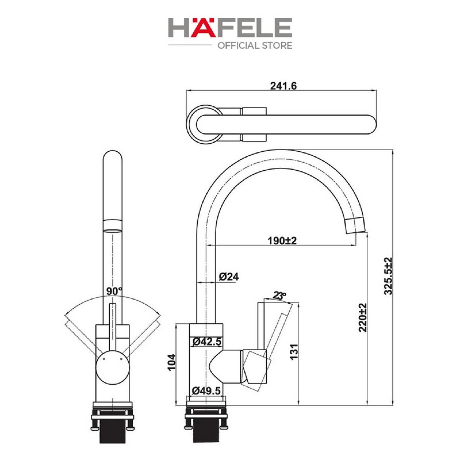Vòi bếp Hafele HT21-CH1F220C 577.55.240
