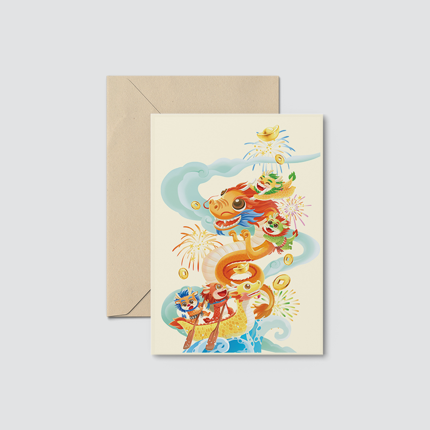 Postcard mẫu Rồng -  TIỂU LONG CÁT HỘI