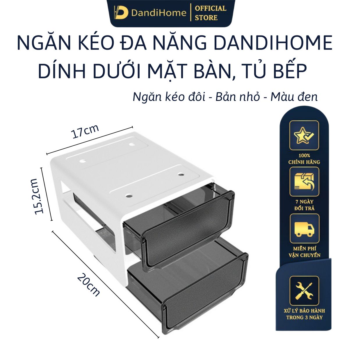 Ngăn kéo đa năng DandiHome dán dưới mặt bàn làm việc và tủ bếp