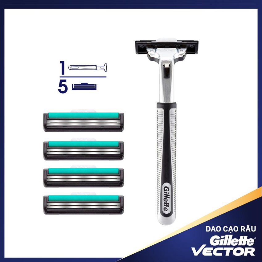 [Hàng hot, chính hãng] Dao cạo râu Gillette Vector (kèm 4 lưỡi) Hakii