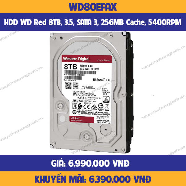 Ổ CỨNG HDD WD RED 8TB WD80EFAX