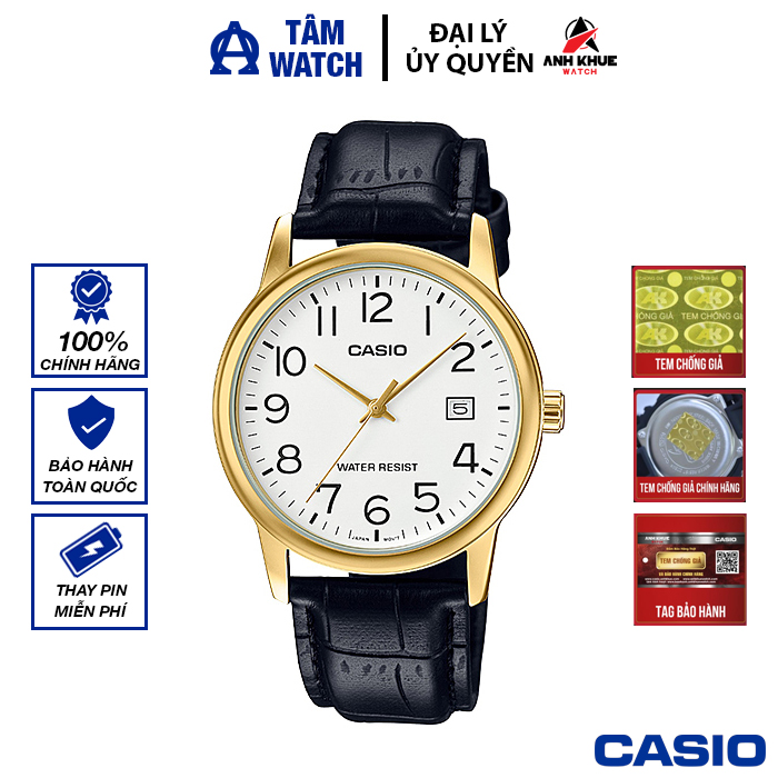 Đồng hồ nam dây da casio standard chính hãng anh khuê mtp-v002gl-7b2udf