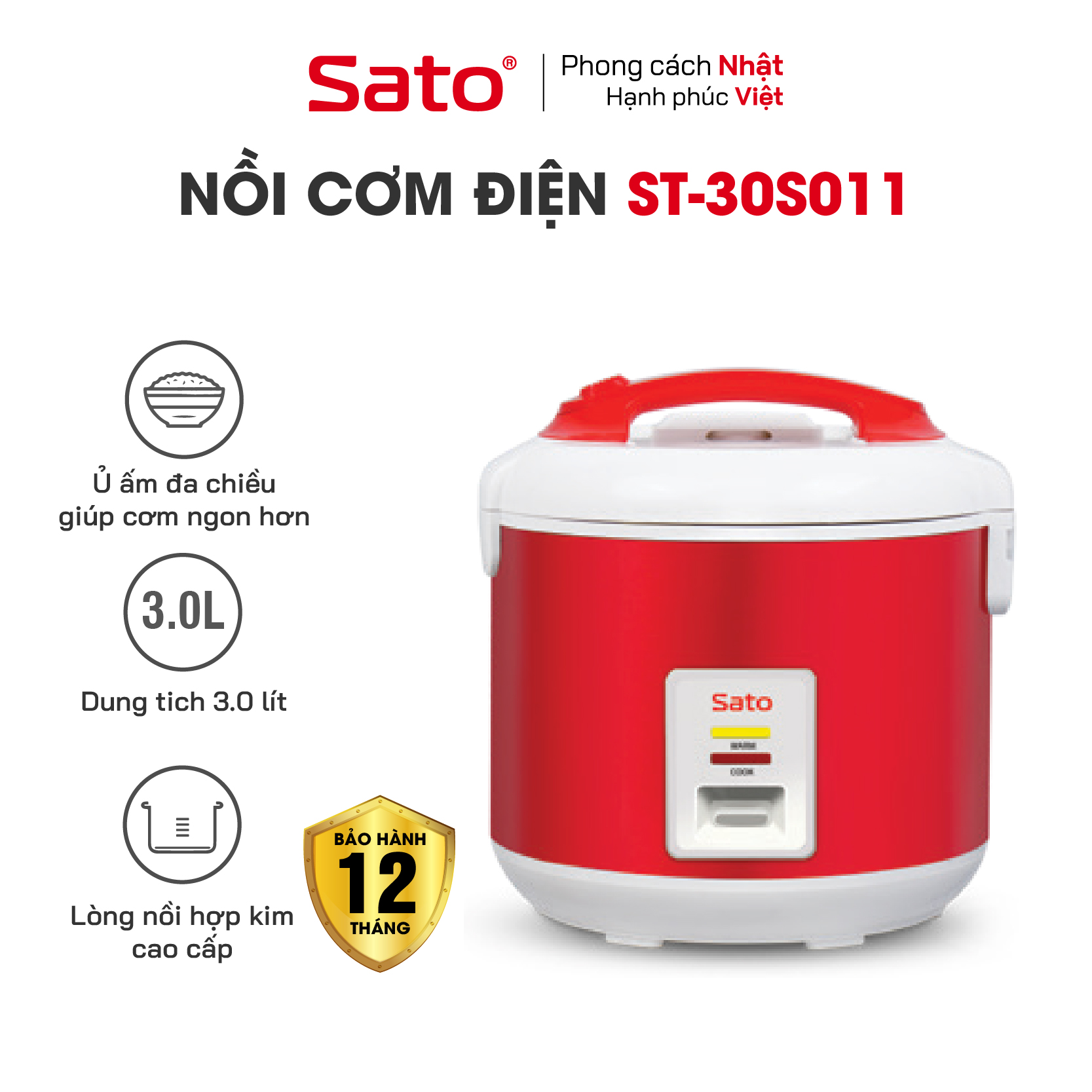 Nồi cơm điện 3L Sato 30S011