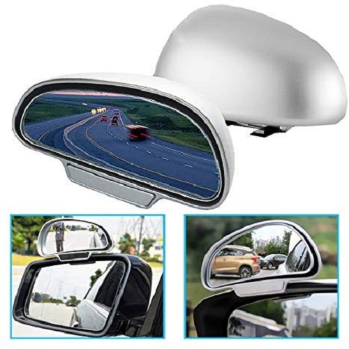 Bộ 2 Gương Cầu Lồi Màu Trắng Mở Rộng Tầm Quan Sát Cho Ô Tô