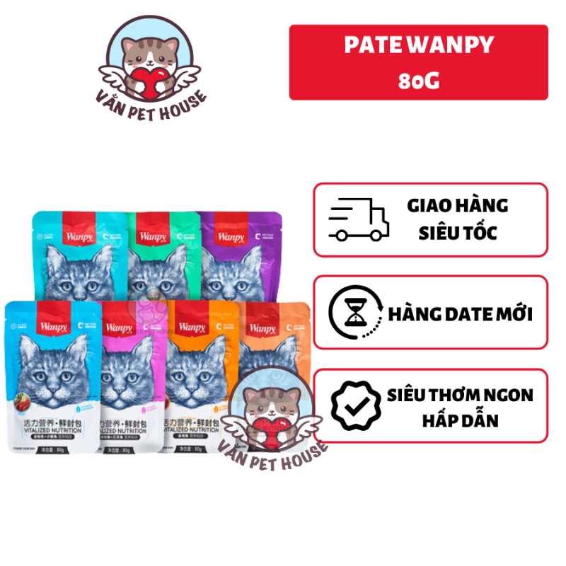 Pate Cho Mèo Wanpy 80g 7 Vị - Thức Ăn Ướt Cho Mèo Kén Ăn - Bổ Sung Vitamin Vi Chất