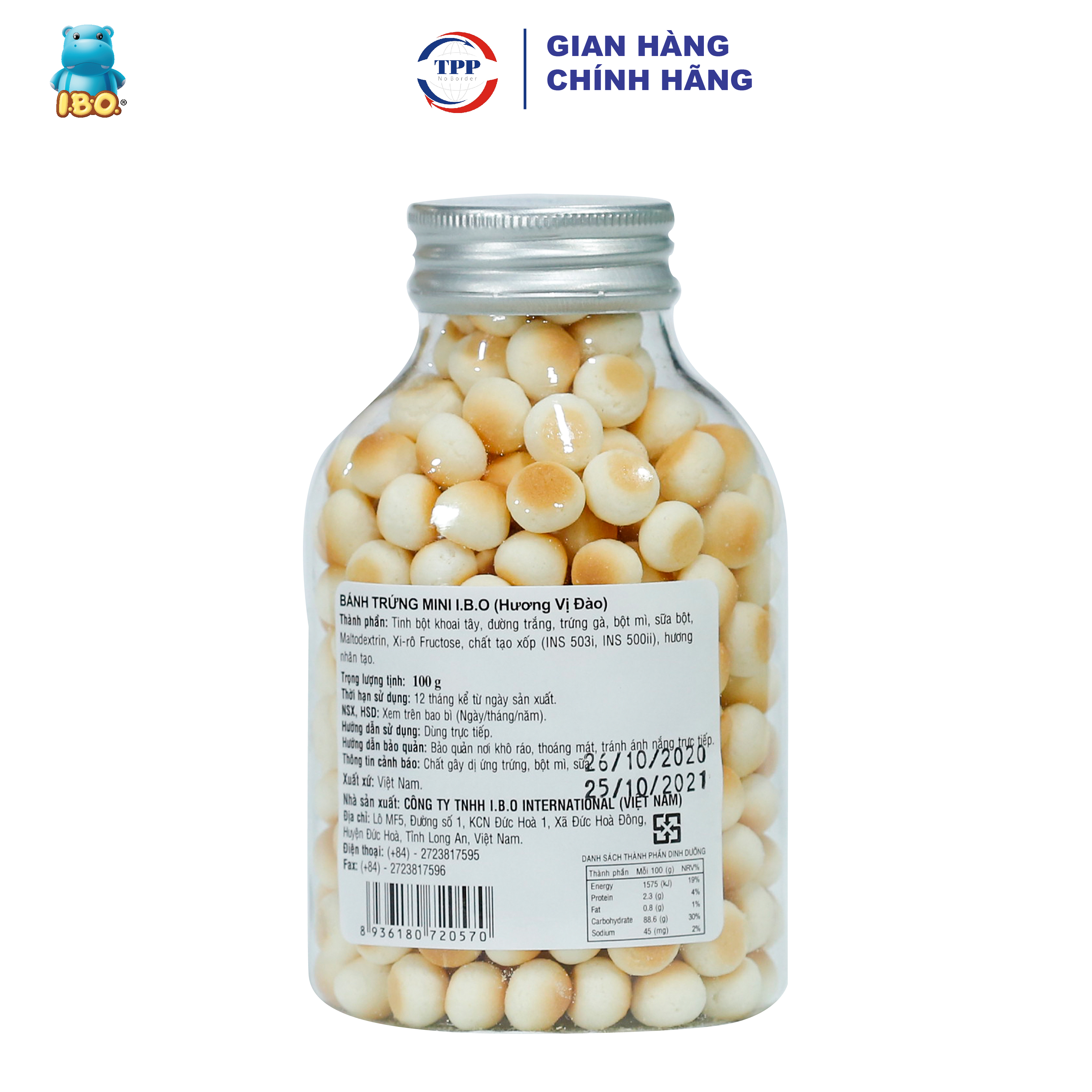 I.B.O Bánh Trứng Mini Vị Đào 100gr
