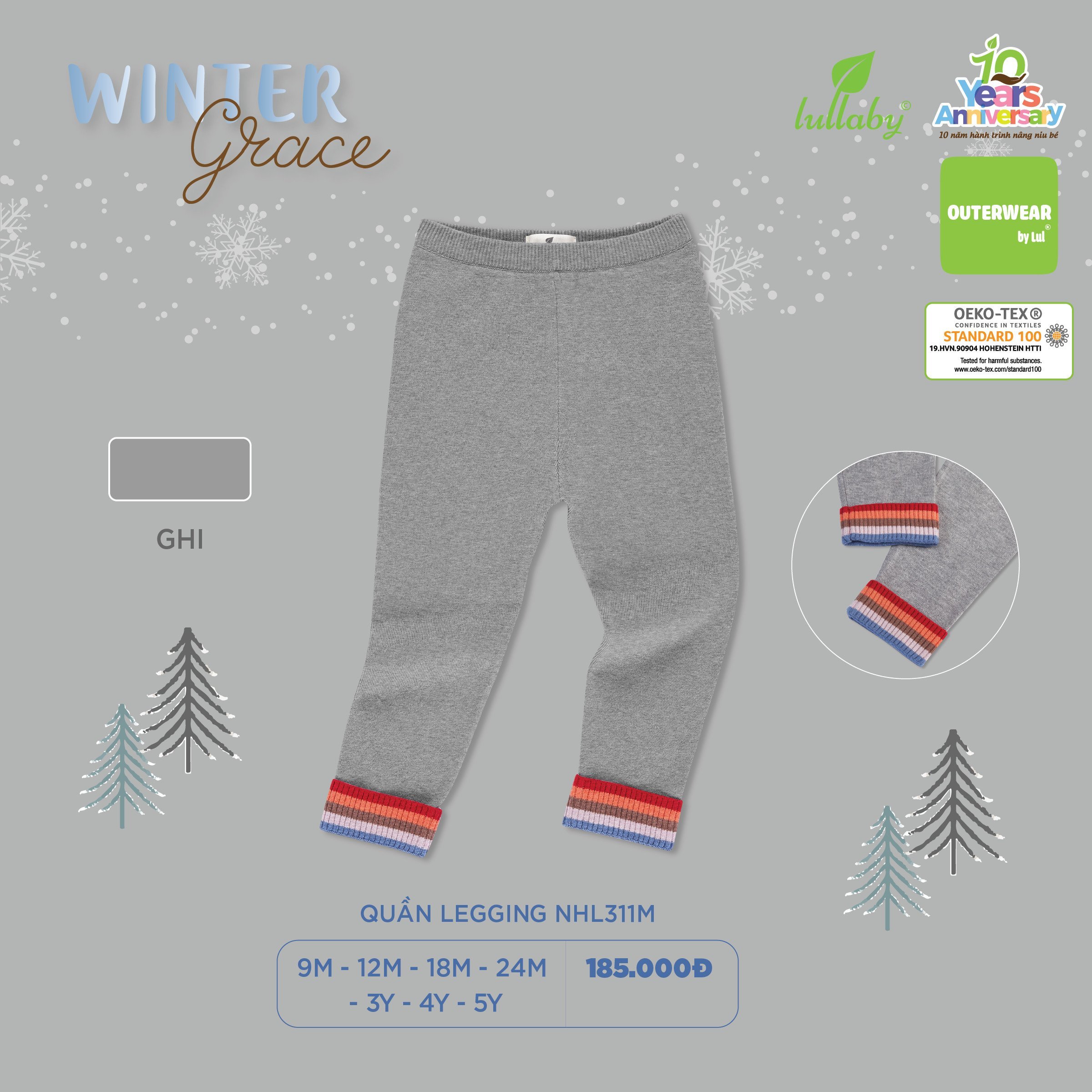 [CHÍNH HÃNG] Quần legging len mềm mại trẻ em Lullaby