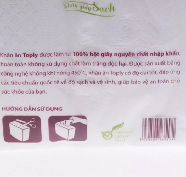 Combo 2 bịch Khăn giấy vuông Toply bịch 100 tờ