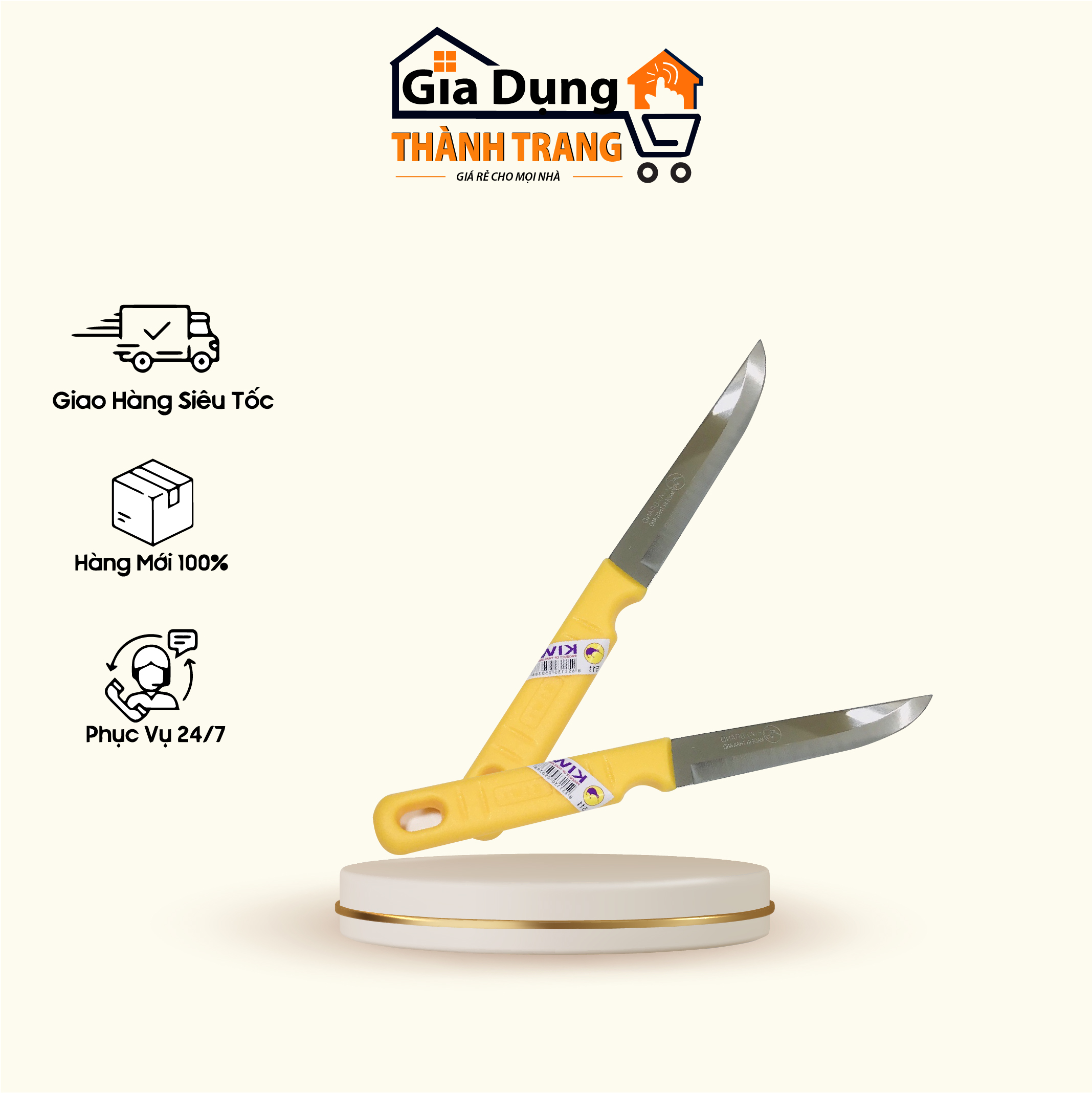 Bộ dao bếp gọt trái cây inox cán vàng cao cấp